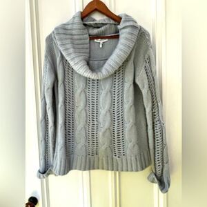 Heartlooom light blue chunky loose knit cable knit cowl neck sweater XS